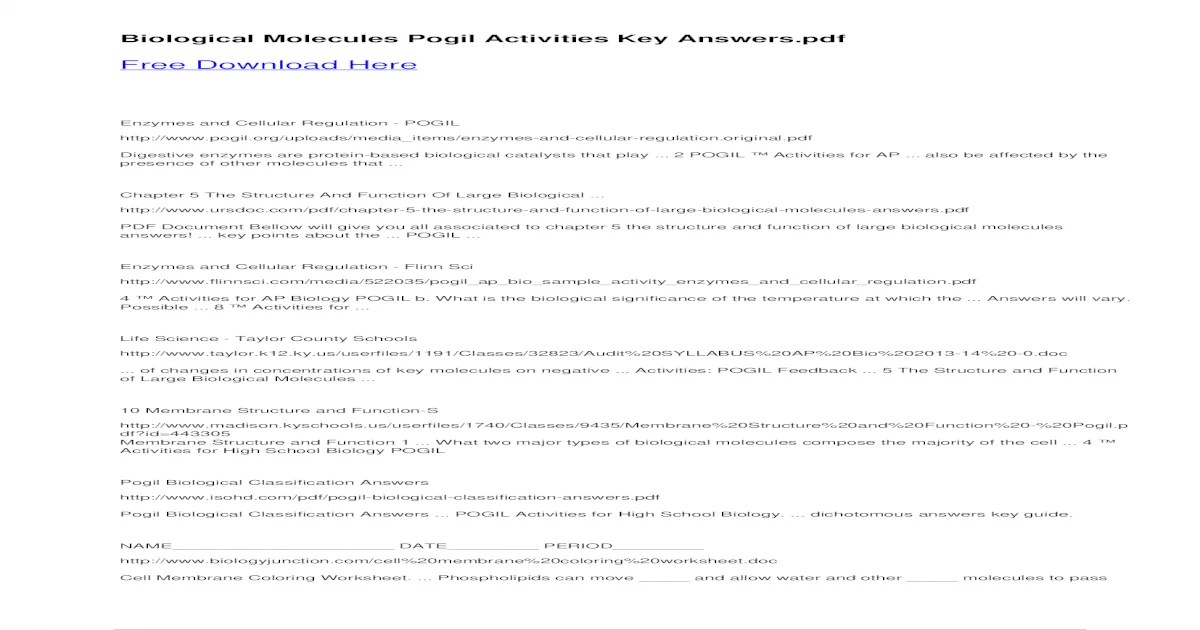 Pogil feedback mechanisms answer key