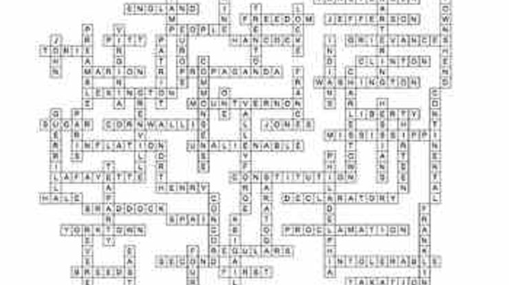 Revolutionary war crossword puzzle answer key