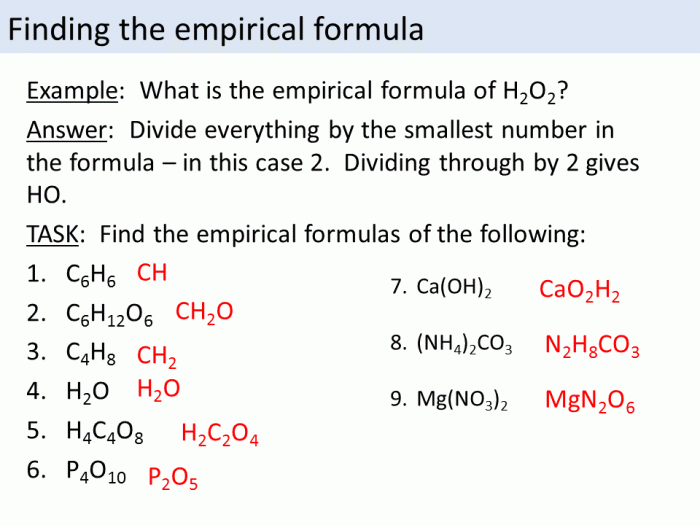 Determining empirical and molecular formulas worksheet answers